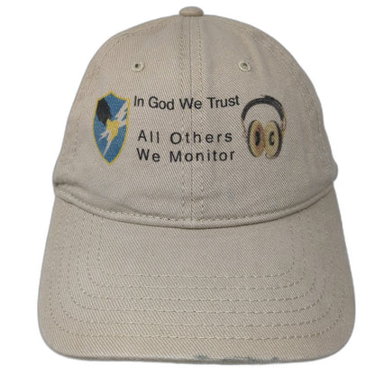 OTTO Baseball Cap Beige One Size God Trust Others Monitor Embroidered Cotton Hat
