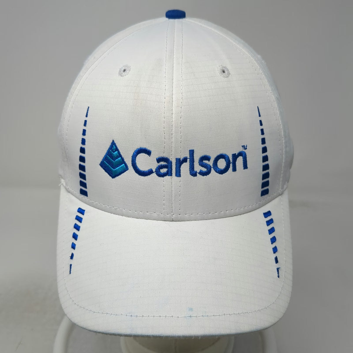 Cap America Golf White Blue Baseball One Size Carlson Logo Sporty Tech Hat