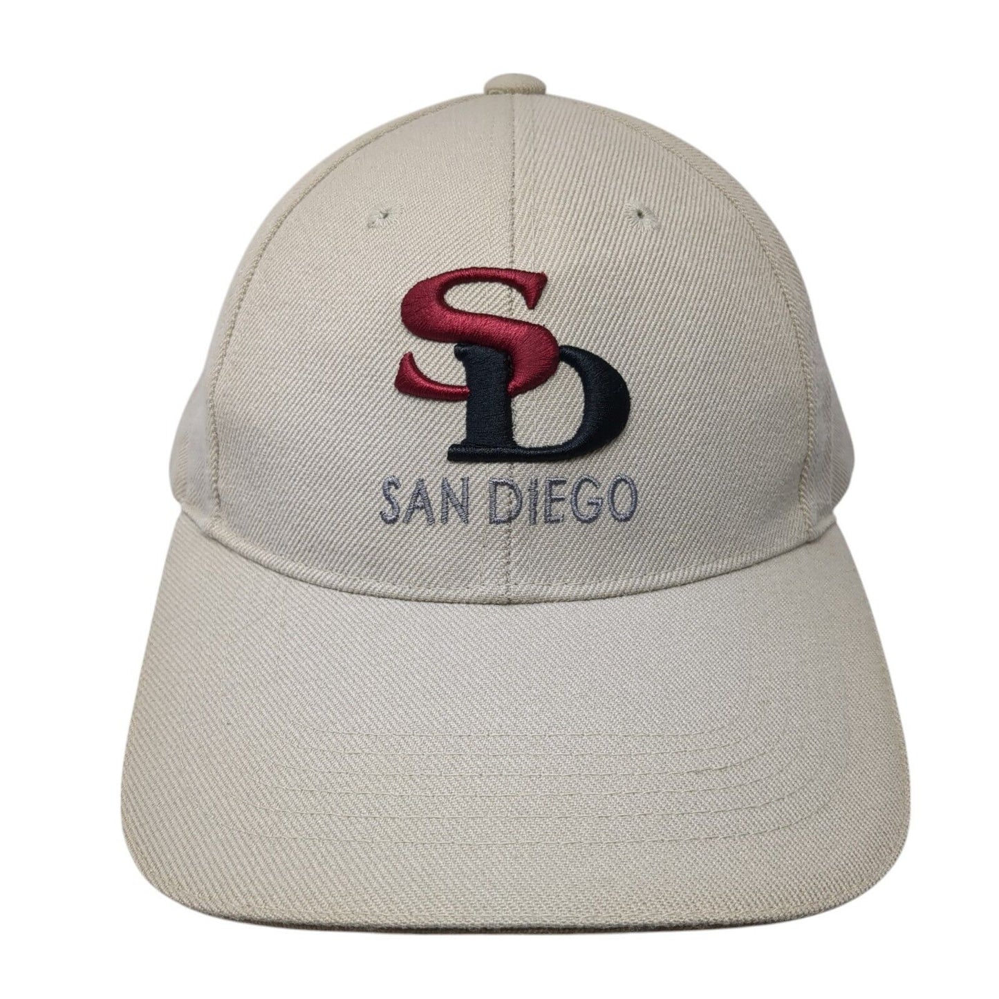 San Diego Strapback Hat Tan One Size Adjustable Embroidered 6 Panel