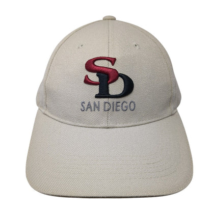 San Diego Strapback Hat Tan One Size Adjustable Embroidered 6 Panel