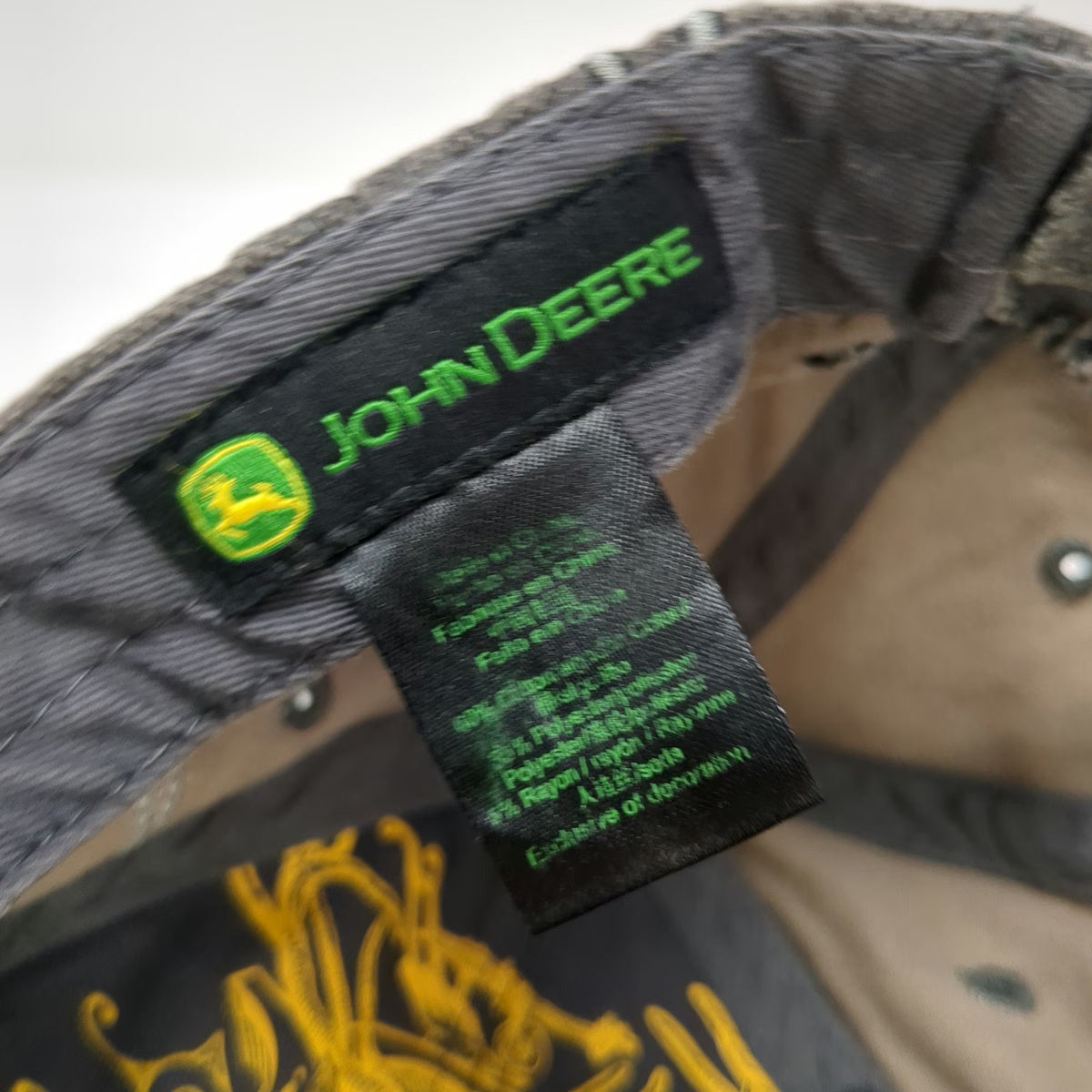 John Deere Gray Baseball Cap One Size Barbed Wire Strapback Hat Graphic Logo