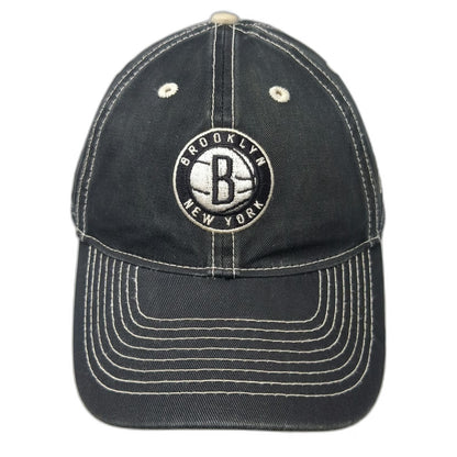 Brooklyn Nets NBA Adidas Cap Black One Size Hat Slideback Contrast Stitching