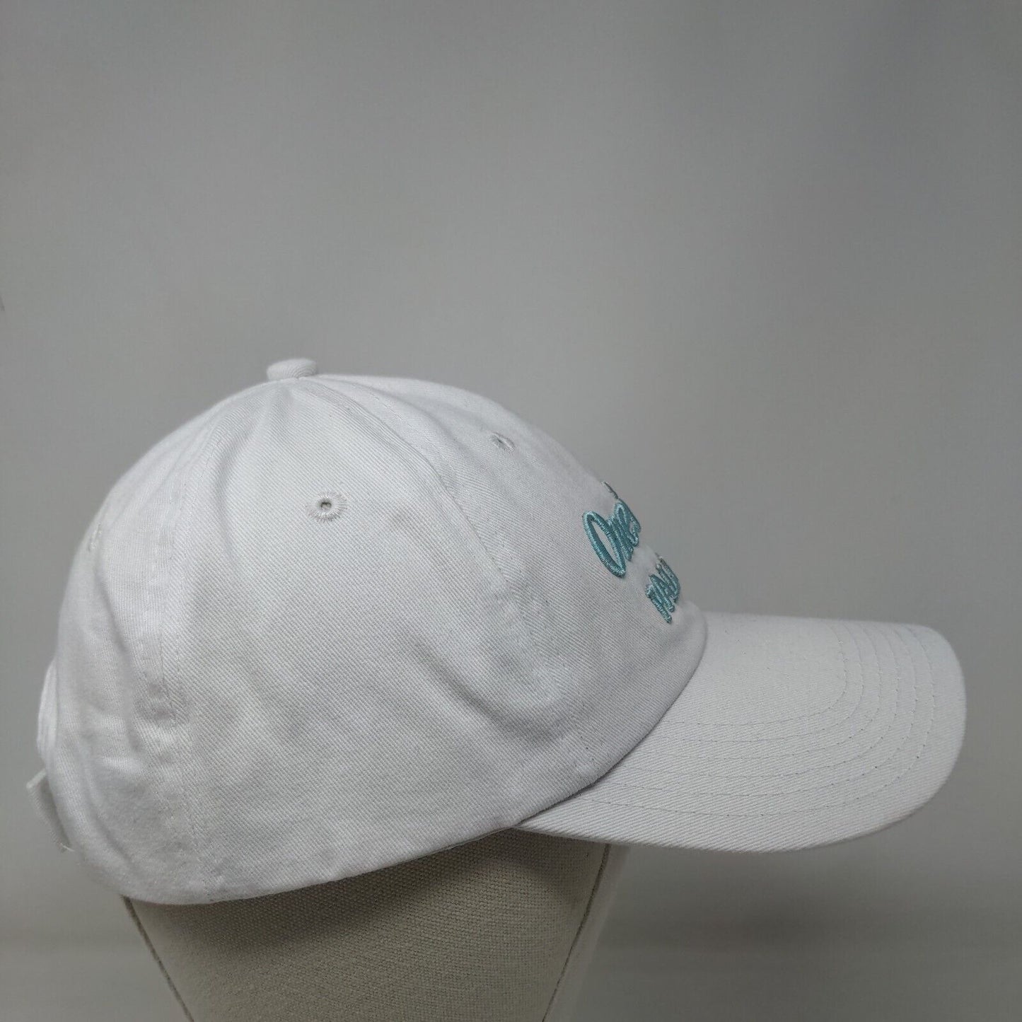 One & Only Palmilla Strapback Hat White One Size Embroidered 6 Panel