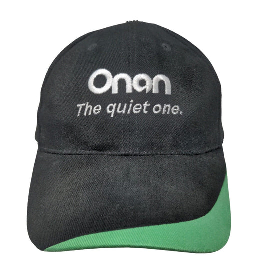 Onan the Quiet One Men's Strapback Hat Black Green Embroidered Logo