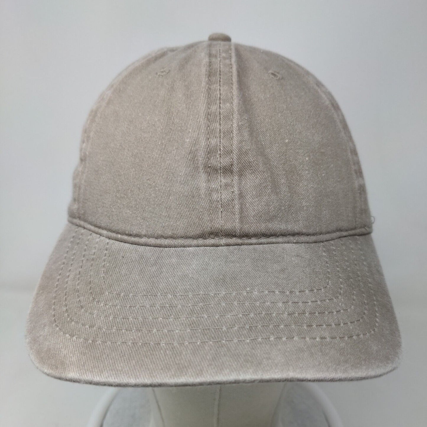 Unbranded Strapback Hat OSFM Tan Adjustable Strap Vented Holes Blank