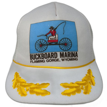 Buckboard Marina Flaming Gorge Wyoming Trucker Hat White One Size Scrambled Eggs