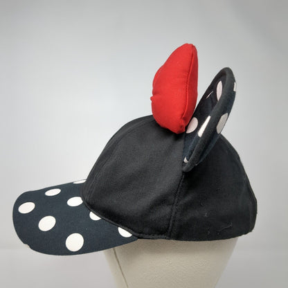 Minnie Mouse Ears Bow Snapback Hat Black 57-60cm Polka Dot Disney