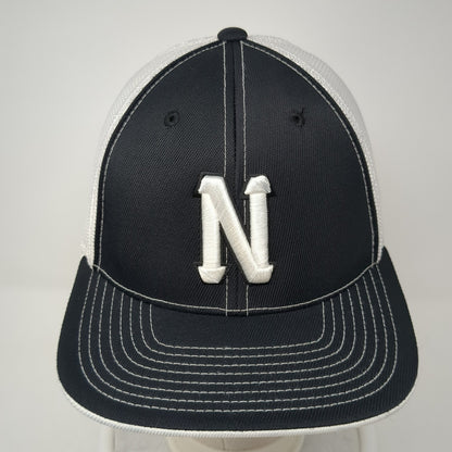 Letter N Fitted Mesh Back Trucker Hat Black 7 3/8 Stretch Colorblock