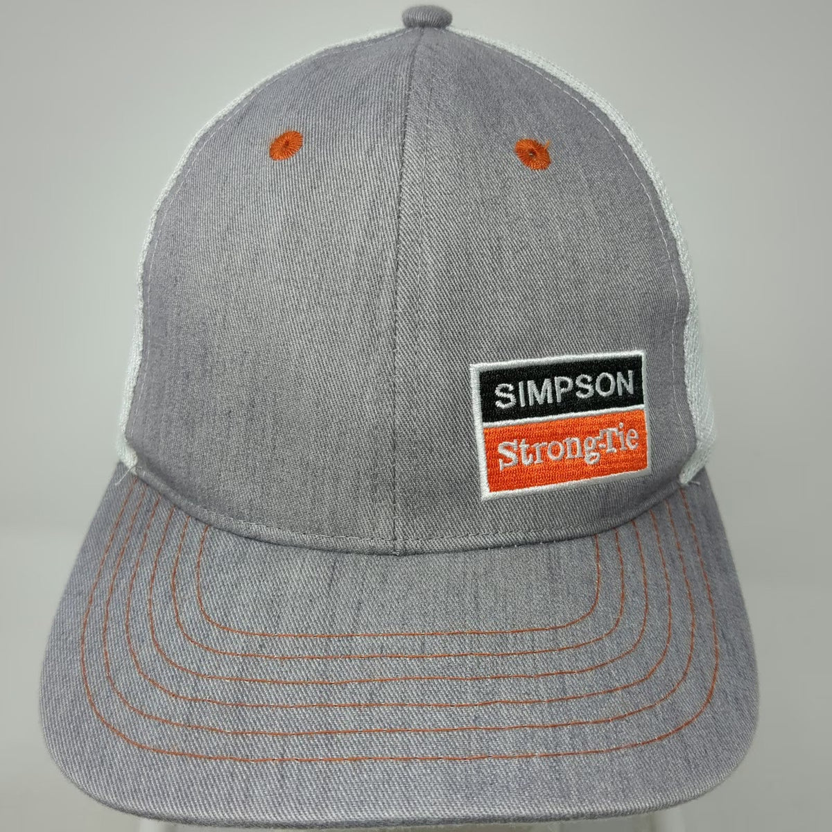 Simpson Strong-Tie Trucker Hat Gray One Size Mesh Snapback Orange Stitch Patch