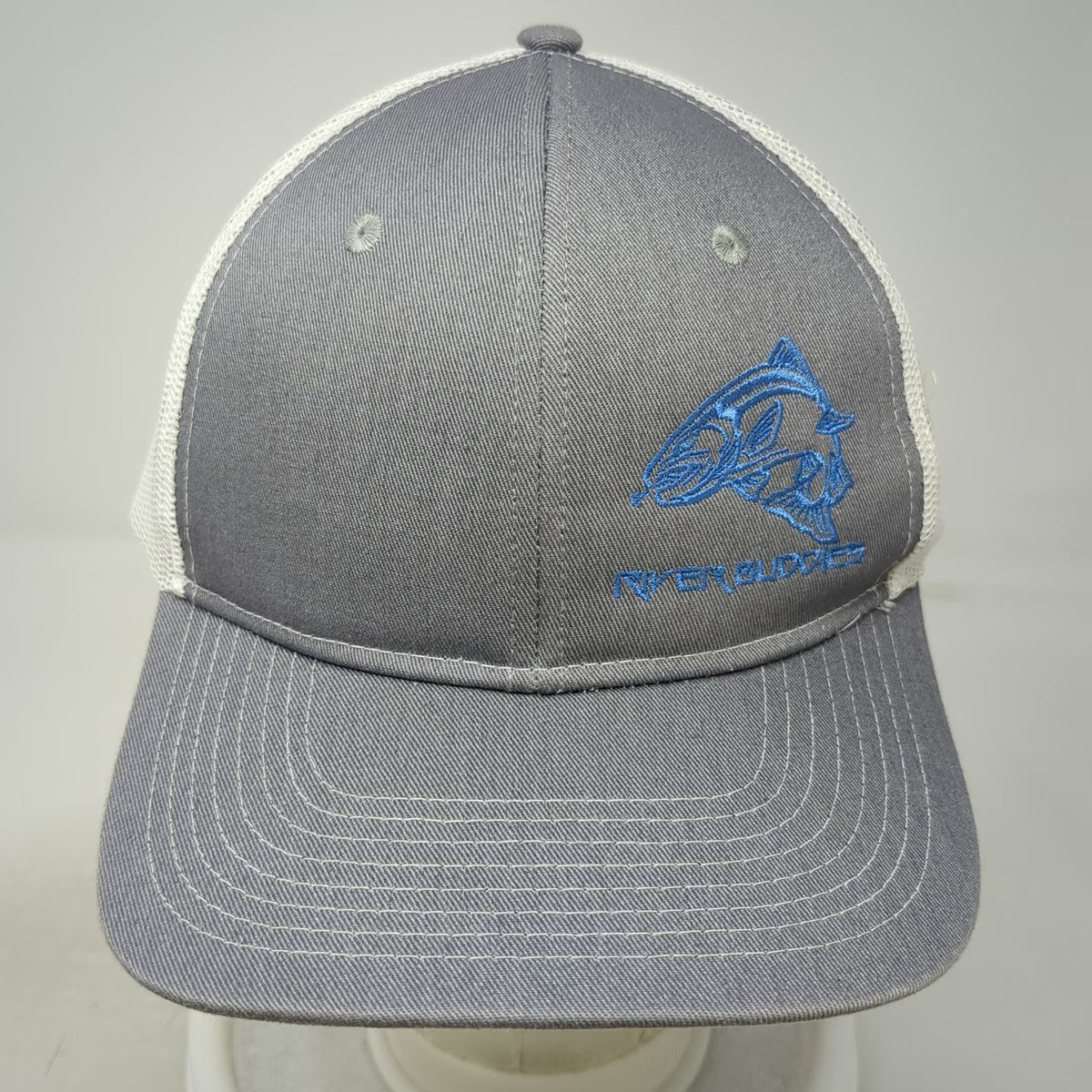 Port Authority Trucker Hat Gray One Size Snapback Mesh Back River Buddies Fish