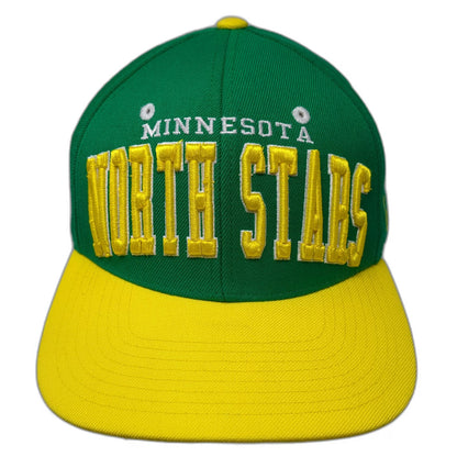 Minnesota North Stars NHL Zephyr Snapback Hat Green Yellow One Size Side Logo