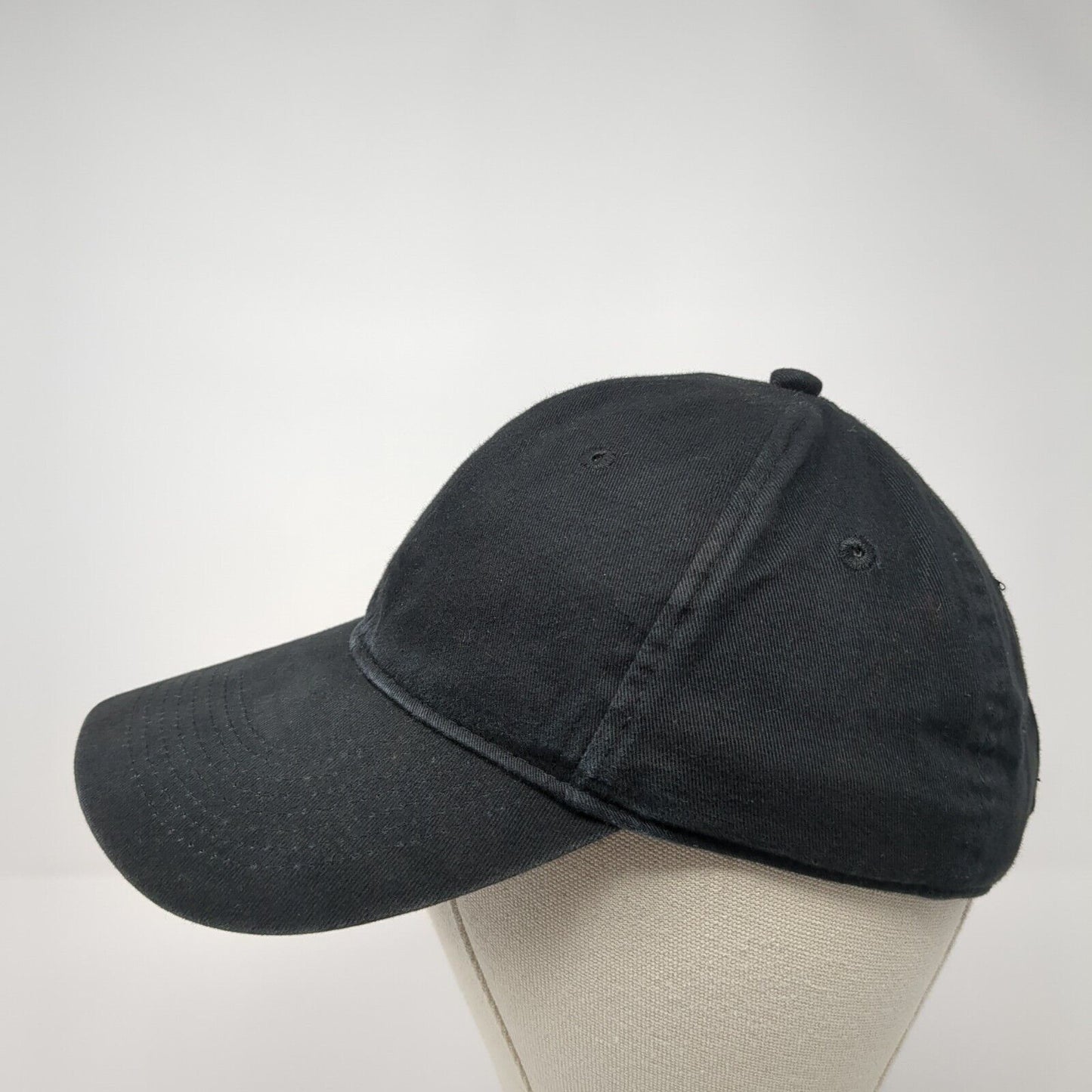 Unbranded Strapback Hat Black One Size Adjustable Vented Holes 6 Panel Blank