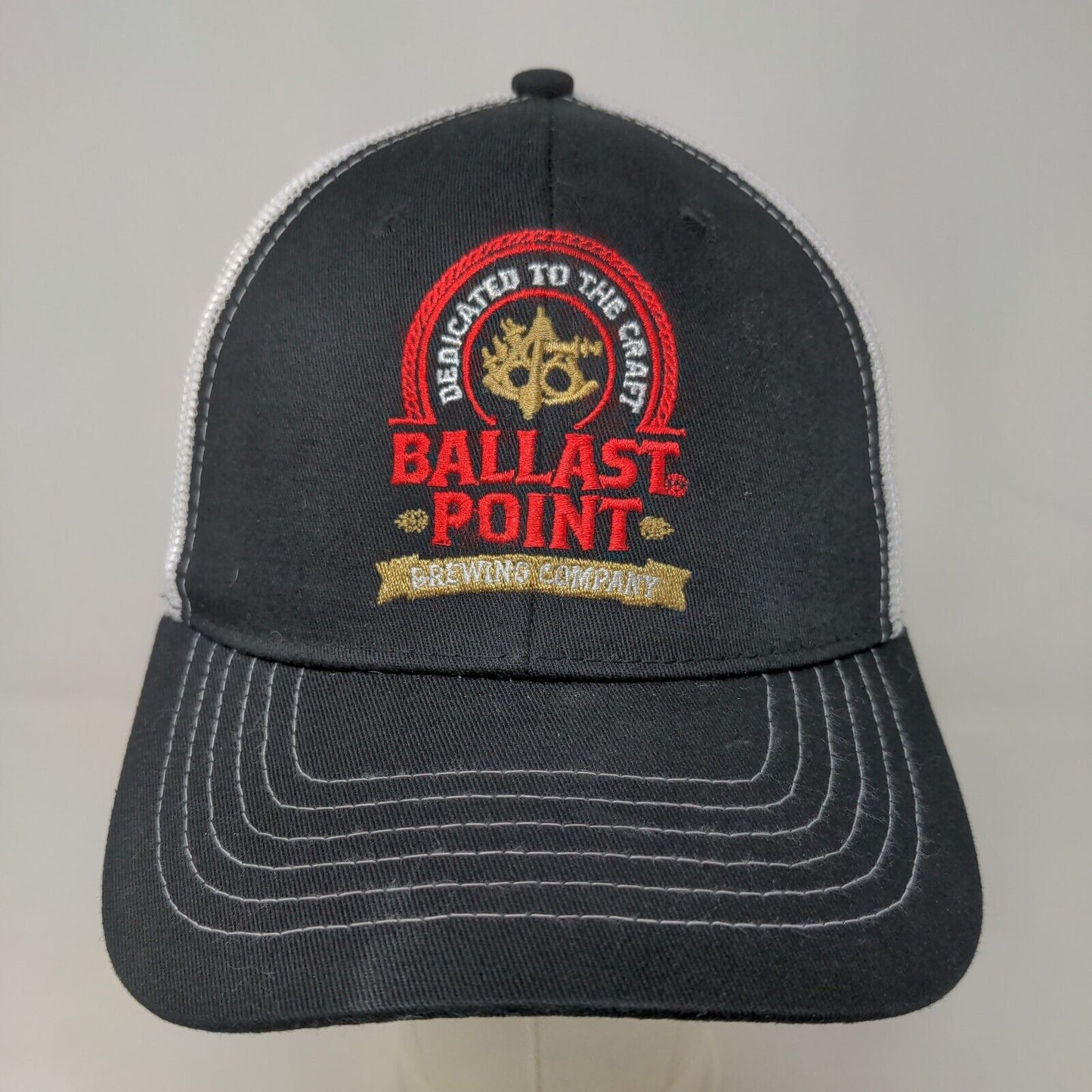 Ballast Point Men's Snapback Mesh Back Hat Black White Embroidered Logo