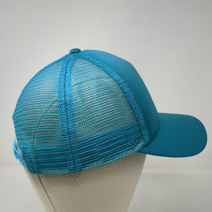 Roxy Trucker Hat Blue XL Gold Logo Mesh Snapback Adjustable Surf Skate Beach