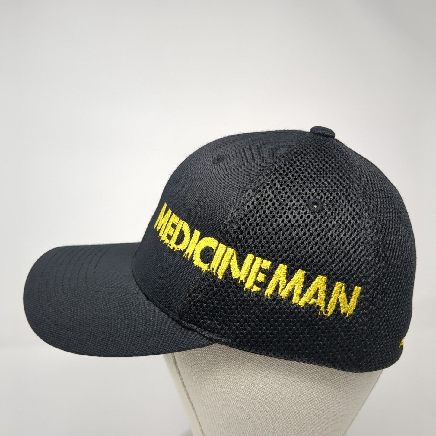 Medicine Man Fitted Hat Black S/M Embroidered Flexfit Breathable Yupoong