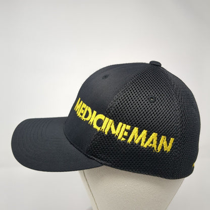 Medicine Man Fitted Hat Black S/M Embroidered Flexfit Breathable Yupoong