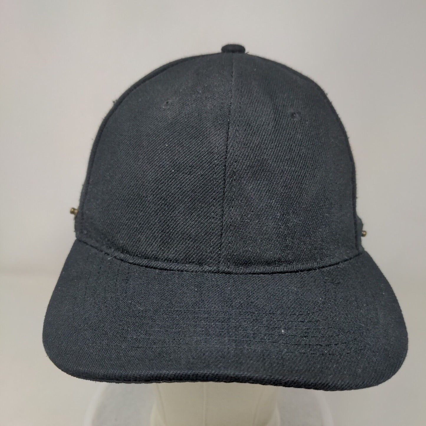 Unbranded Strapback Hat Black One Size Vent Holes 6 Panel Blank Solid