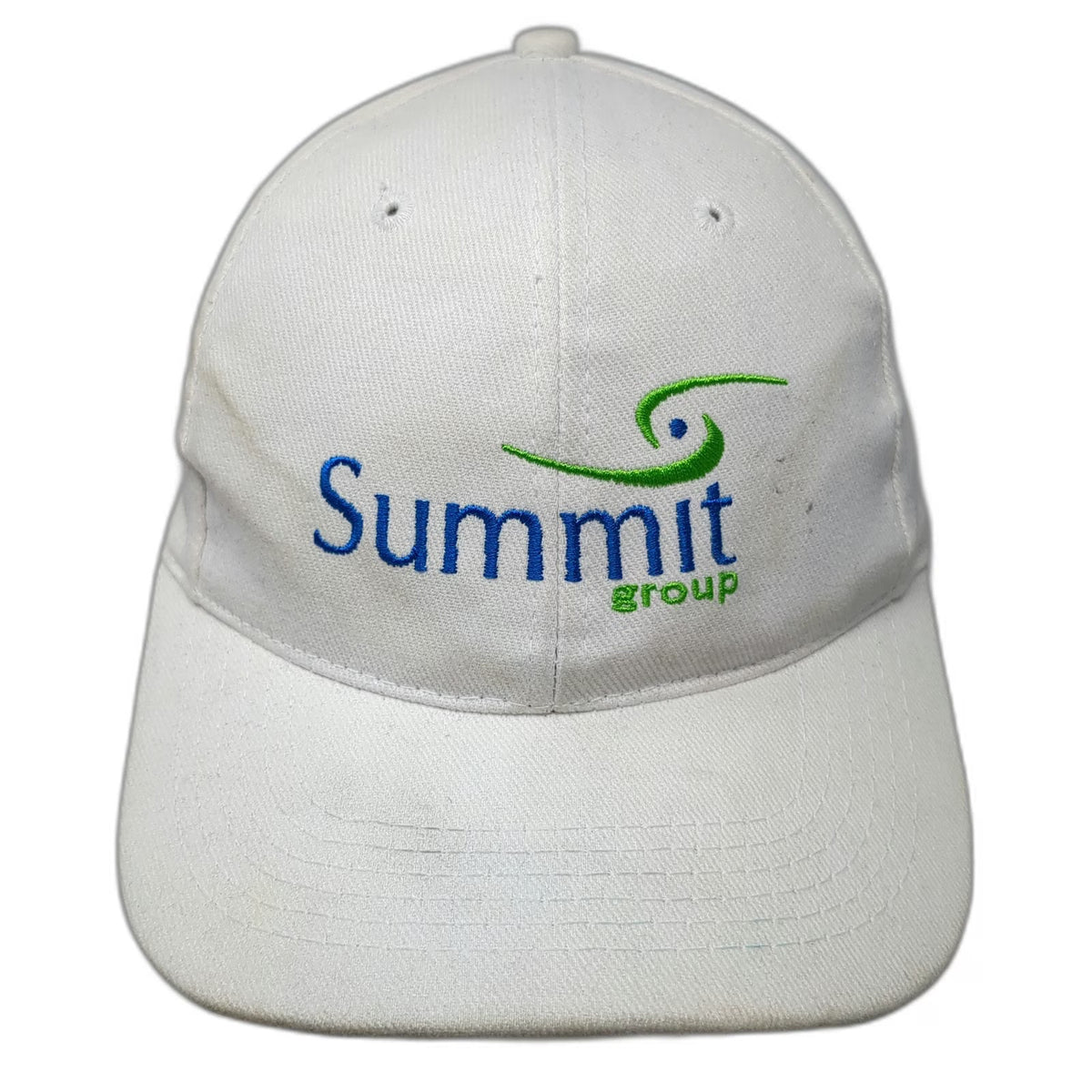 Summit Group Logo White Baseball Cap Hat One Size Slideback Embroidered Cotton
