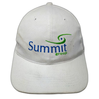 Summit Group Logo White Baseball Cap Hat One Size Slideback Embroidered Cotton