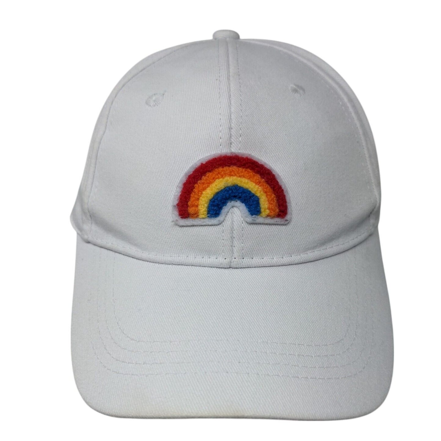 Rainbow Slideback Hat White One Size Adjustable Colorful Vented Holes 6 Panel