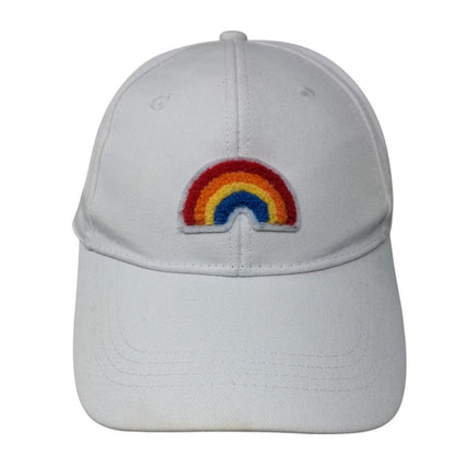 Rainbow Slideback Hat White One Size Adjustable Colorful Vented Holes 6 Panel
