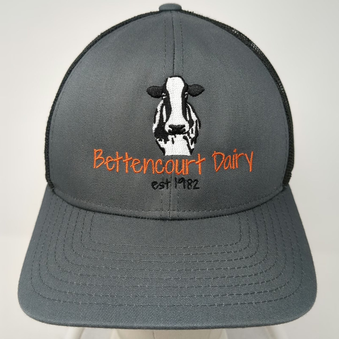 Pacific Headwear Trucker Hat Gray One Size Bettencourt Dairy Cow Mesh Snapback