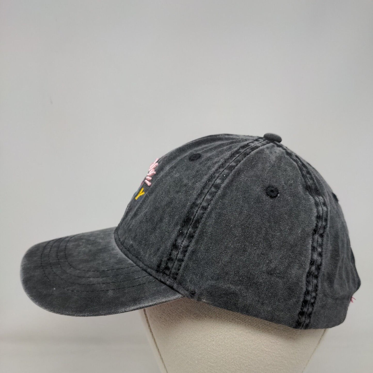 Vacay Babe Slideback Hat Black Gray OSFM Adjustable Embroidered Vented Holes