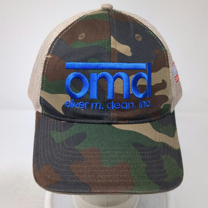 Green Camo Baseball Cap One Size Oliver M Dean Inc Mesh Back US Flag Patch Hat