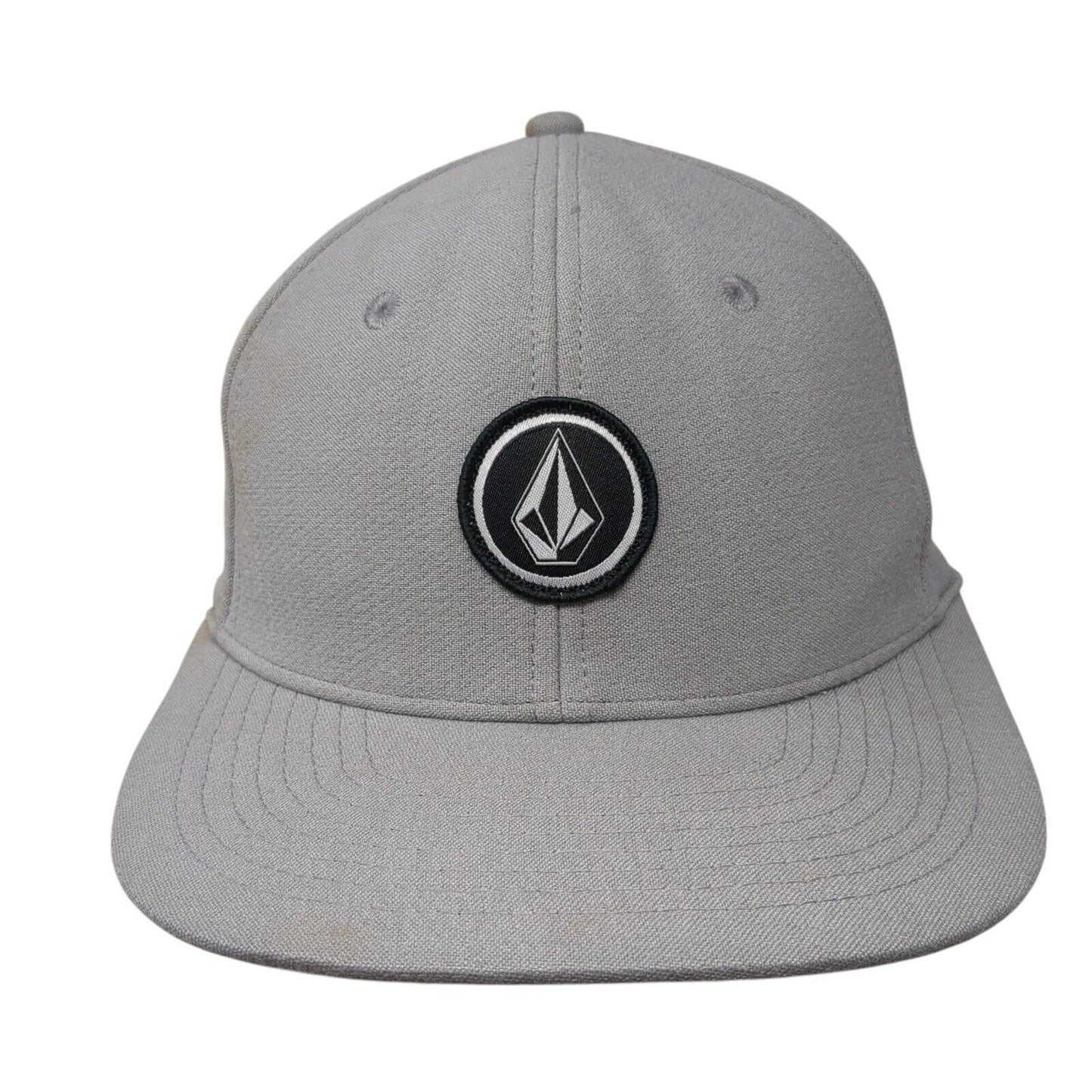 Volcom Fitted Hat Gray One Size Adjustable Patch Logo Vented Holes 6 Panel