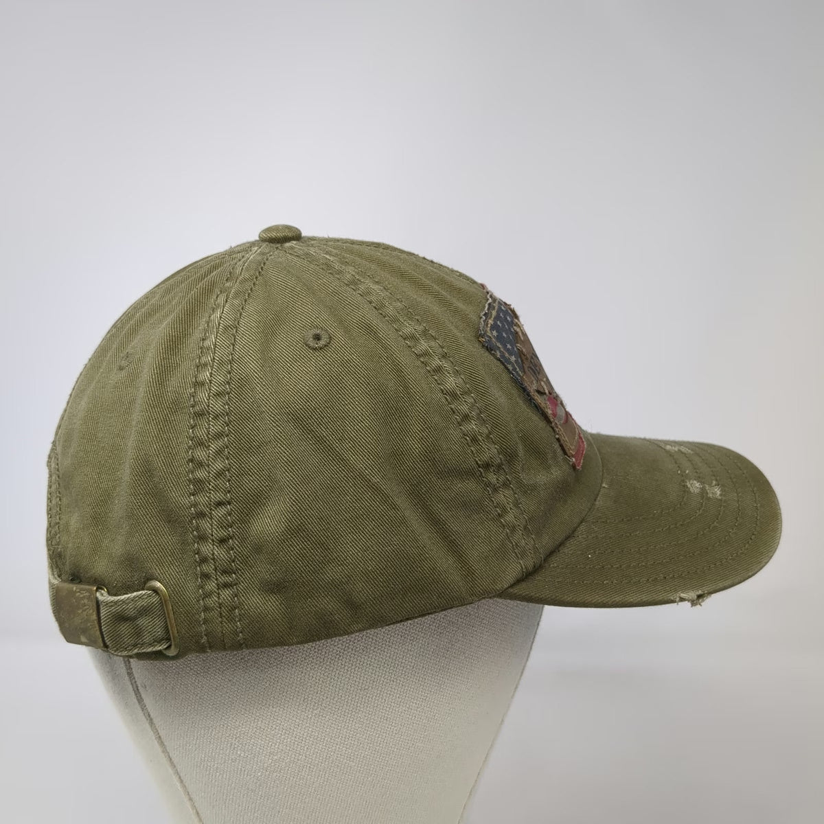 Denim & Supply Ralph Lauren Baseball Cap Green One Size Slideback Flag Patch Hat