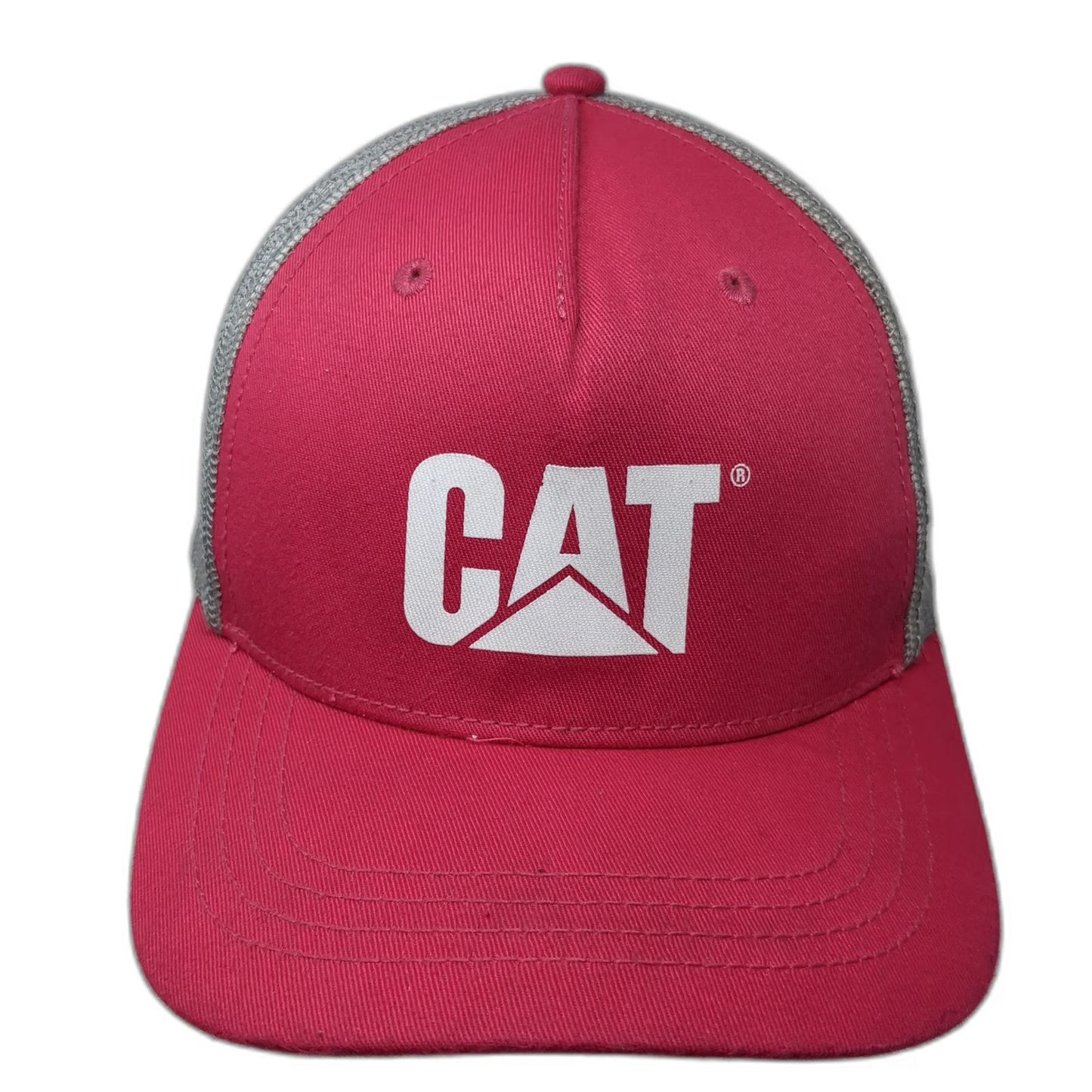 Cat Trucker Hat Pink One Size Mesh Snapback Gray White Logo Caterpillar Work