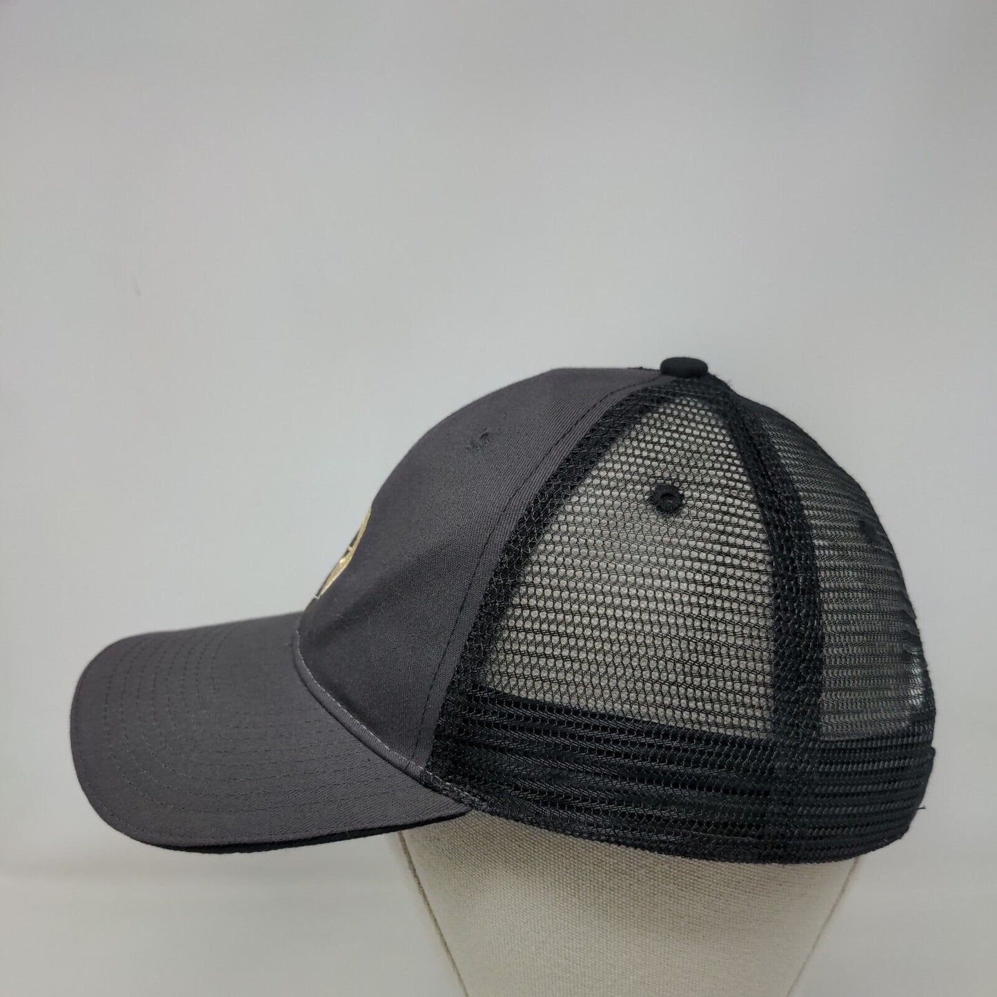 Location Pin Strapback Mesh Back Trucker Hat Gray One Size Colorblock