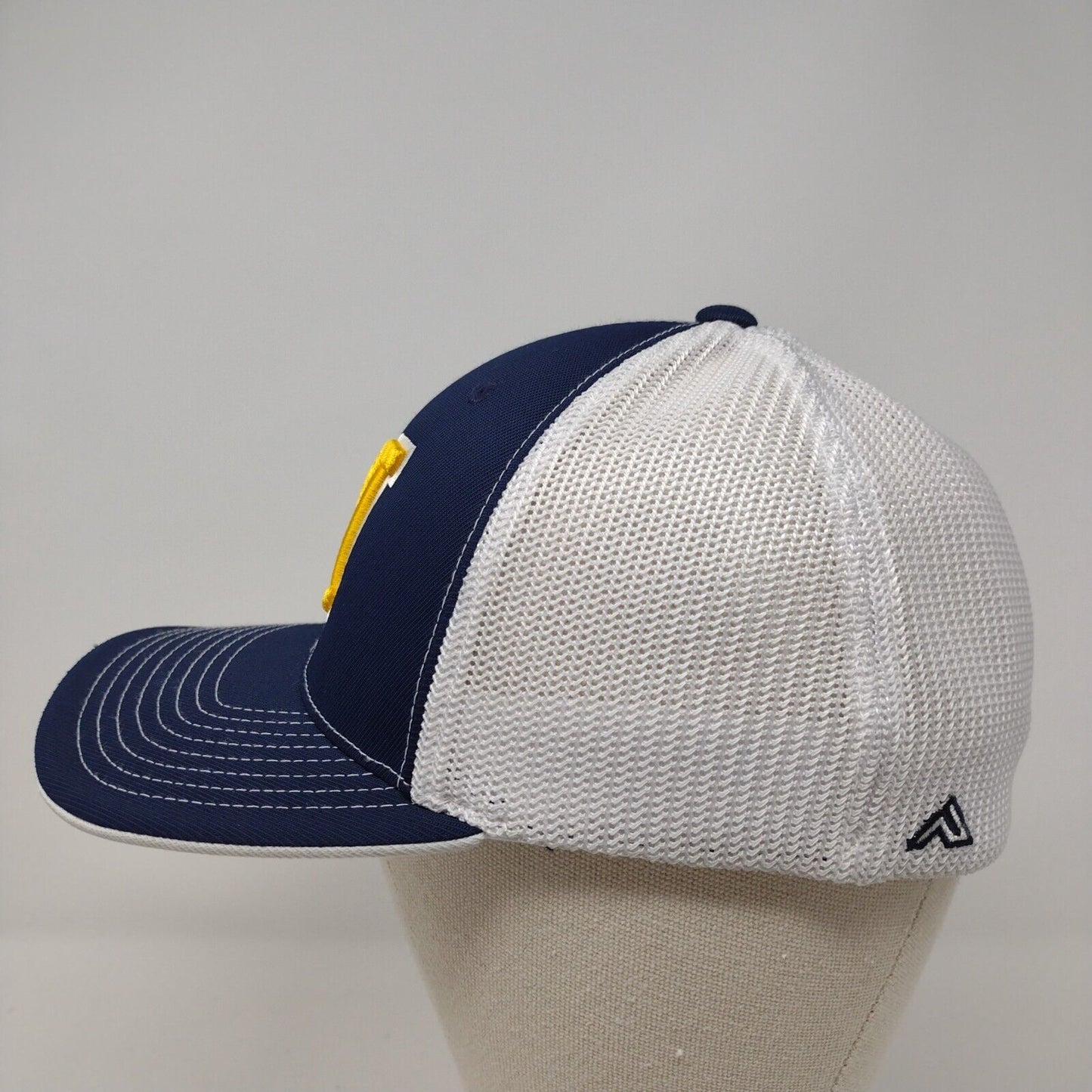 Letter M Fitted Trucker Hat Blue 6 7/8-7 3/8 Blue Embroidered Pacific Headwear