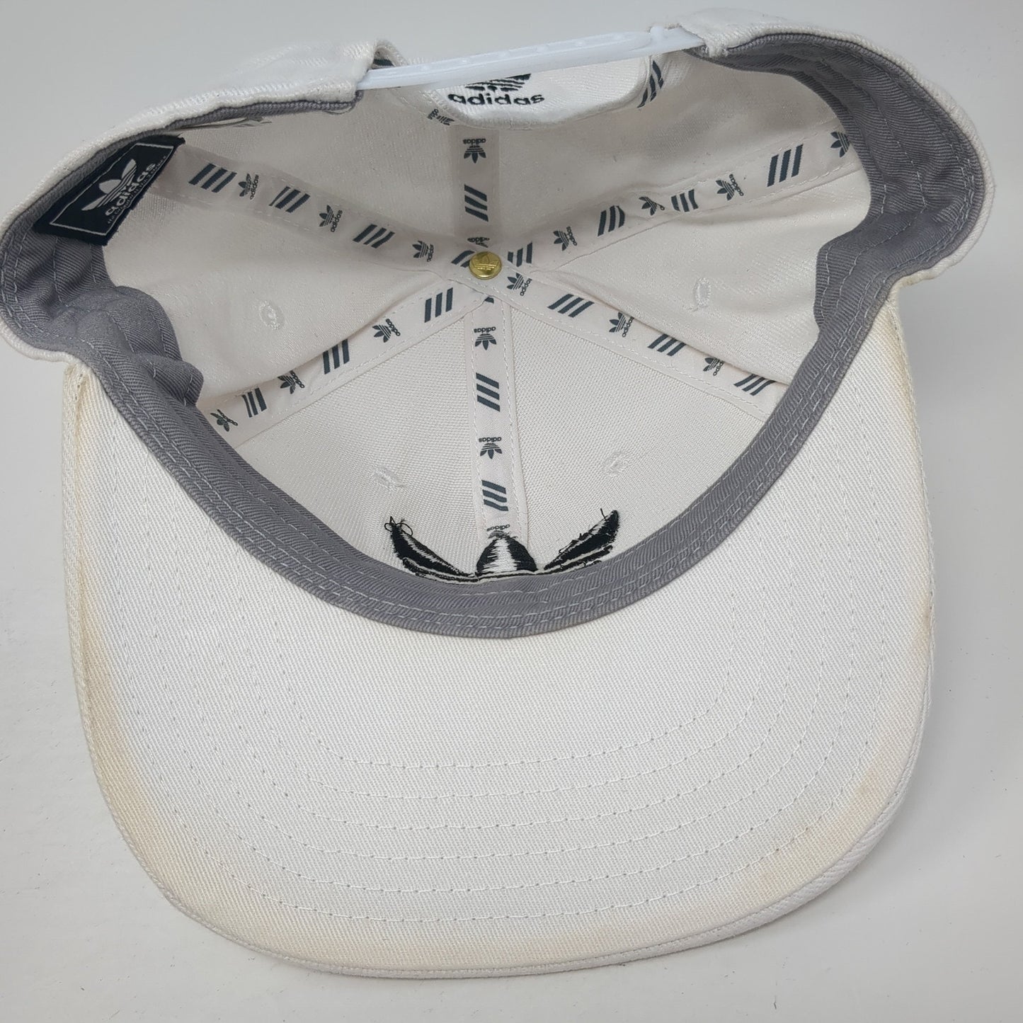 Adidas Snapback Hat White One Size Adjustable Embroidered Trefoil 6 Panel
