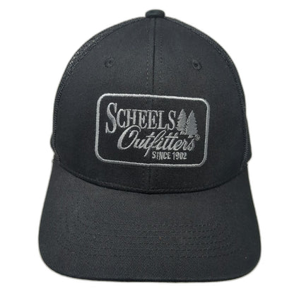 Outdoor Cap Trucker Hat Black One Size Snapback Mesh Scheels Outfitters Patch