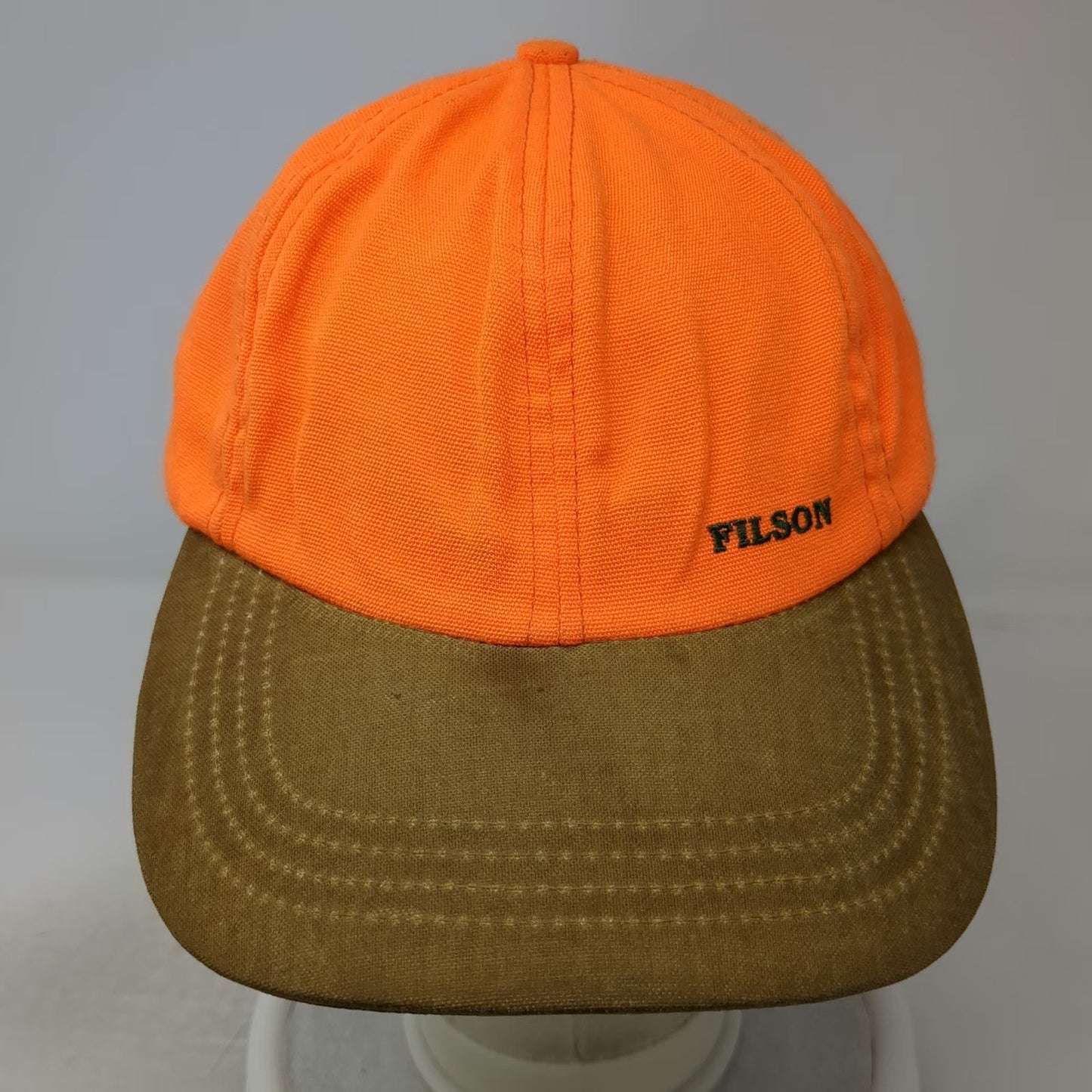 Filson Baseball Cap Orange Brown Strapback Made in USA Hat Hunting Vintage