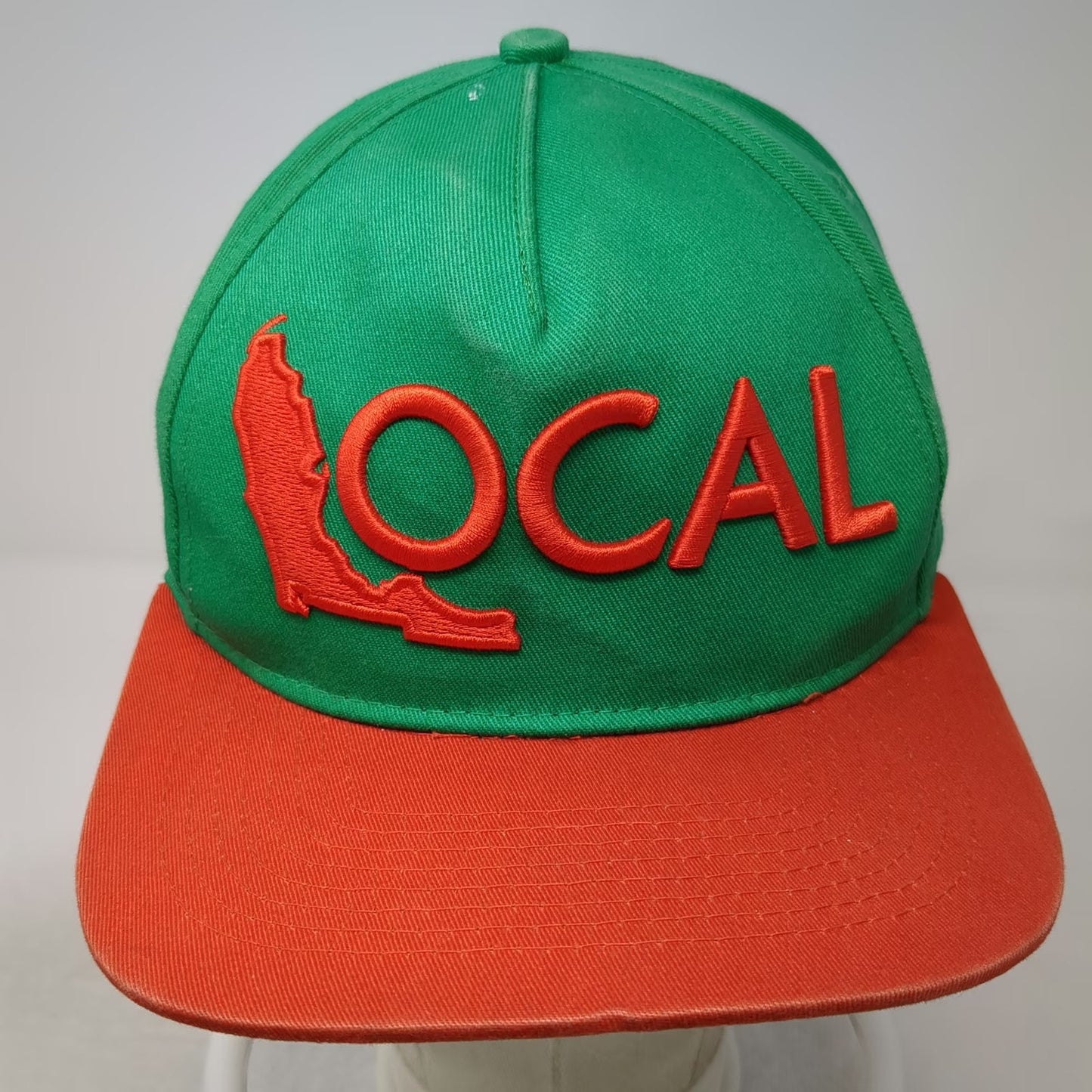 Local Brand 5 Panel Hat Green Orange One Size Florida Map Flat Brim Snapback
