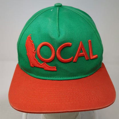 Local Brand 5 Panel Hat Green Orange One Size Florida Map Flat Brim Snapback