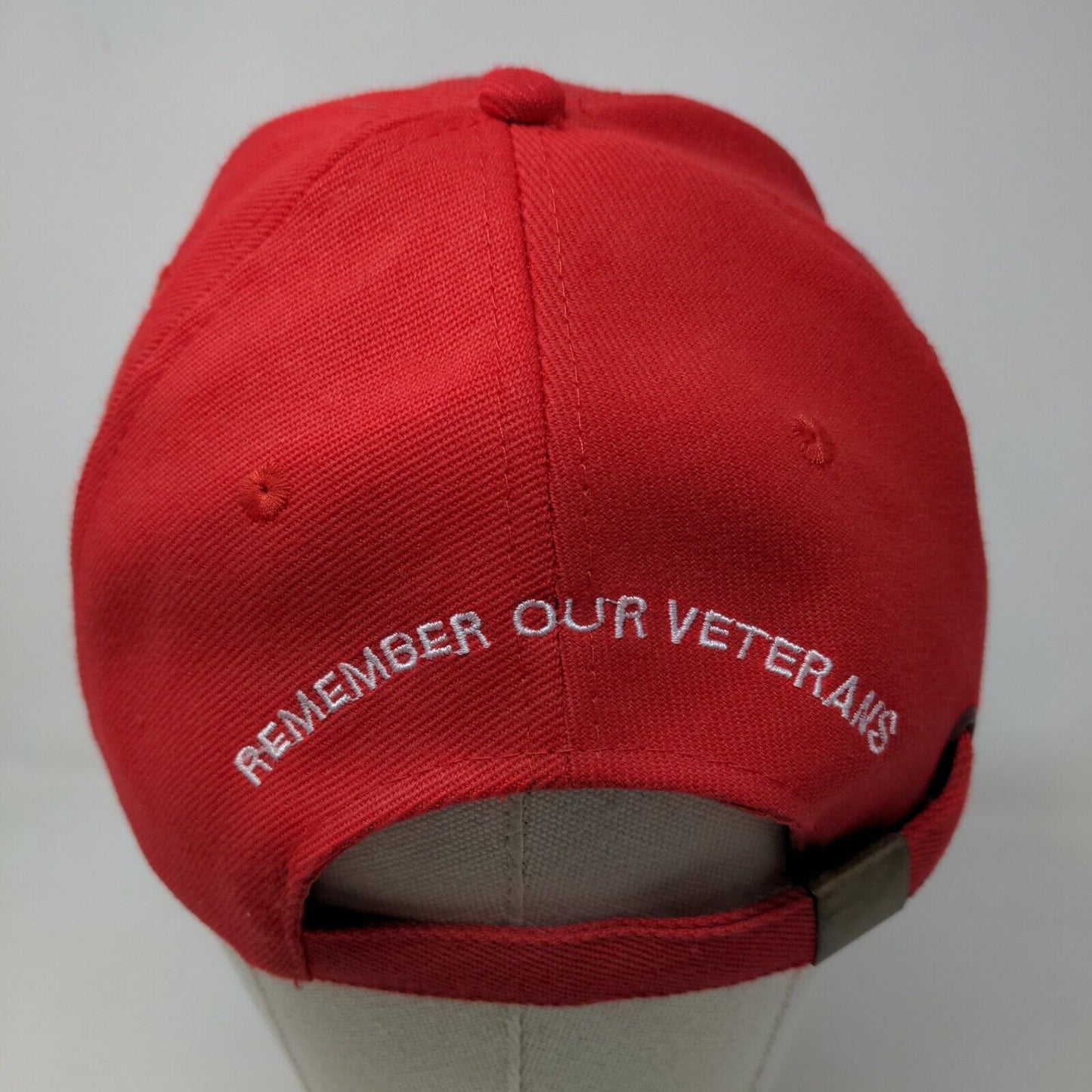 Unbranded Men's Slideback Hat Red Embroidered Support Troops Veterans Logo