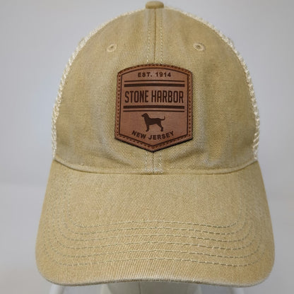 Legacy Trucker Hat Beige One Size Mesh Back Leather Patch Stone Harbor NJ Hat