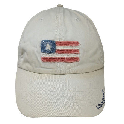 Life is good Baseball Cap Hat Beige Blue Red White One Size Graphic Flag Patch