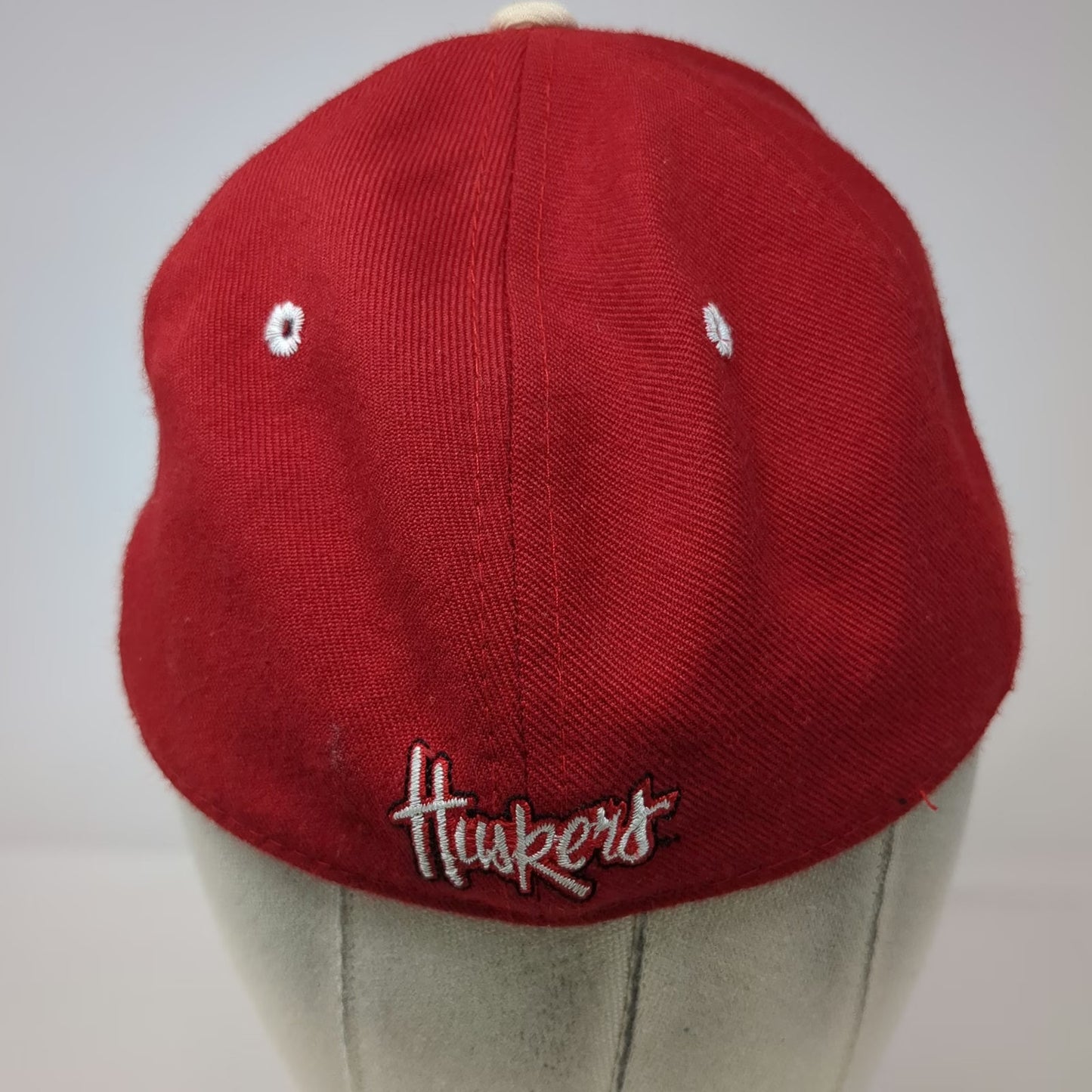 Zephyr Nebraska Huskers NCAA Red 6 7/8 Fitted Cap Wool Blend N Logo Mascot Hat