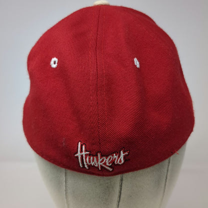 Zephyr Nebraska Huskers NCAA Red 6 7/8 Fitted Cap Wool Blend N Logo Mascot Hat