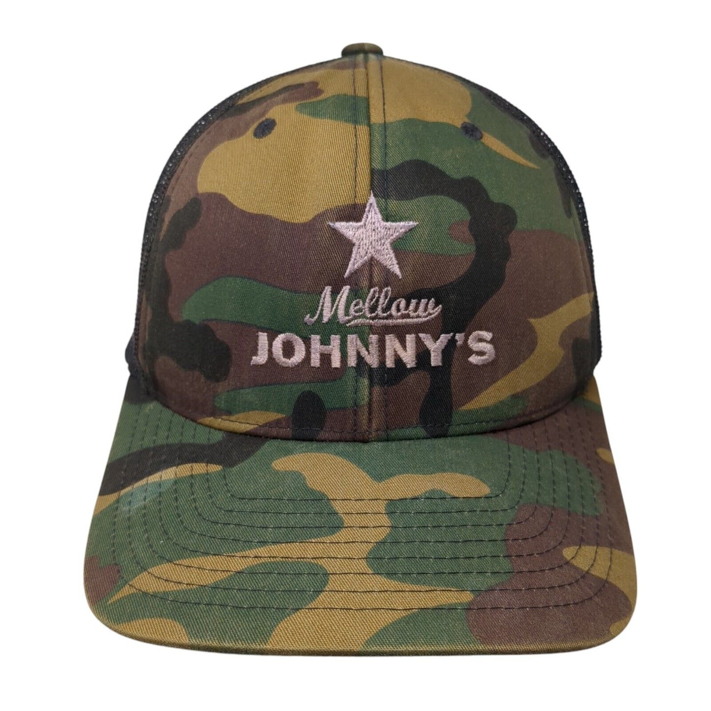 Mellow Johnny's Snapback Trucker Hat Camo One Size Mesh Back Yupoong