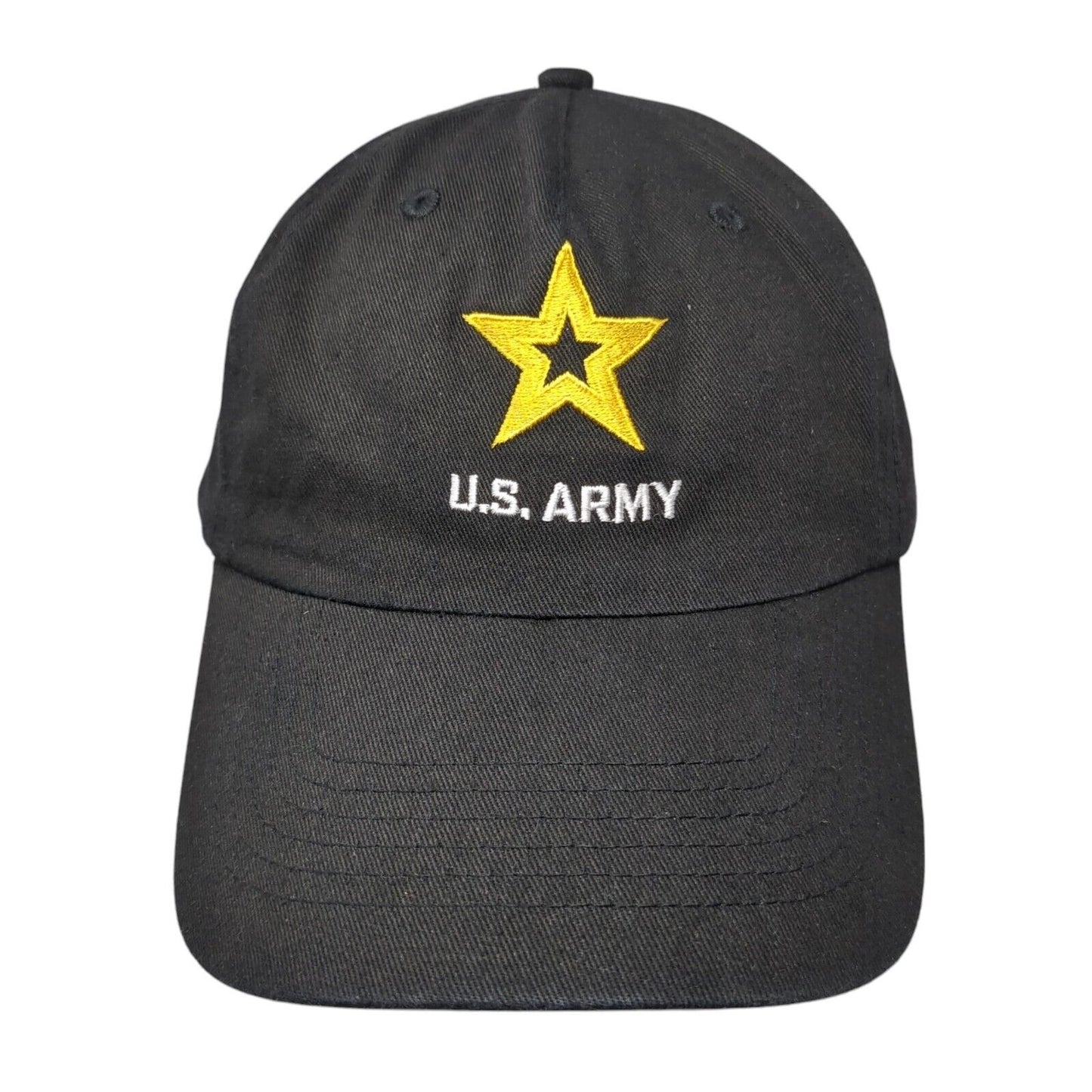 U.S. Army Strapback Hat Black One Size Adjustable Solid Embroidered