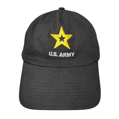U.S. Army Strapback Hat Black One Size Adjustable Solid Embroidered