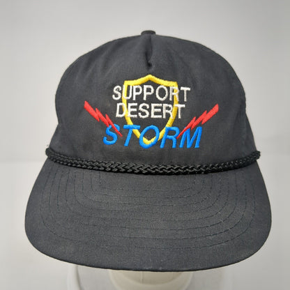 Support Desert Storm Strapback Rope Hat Black One Size Adjustable