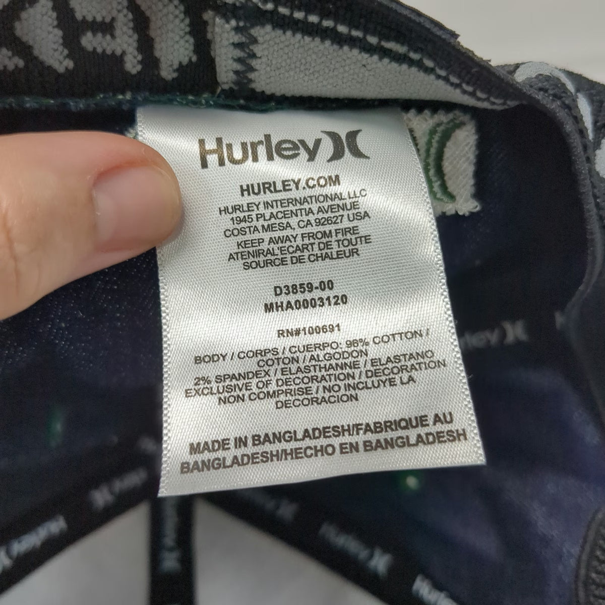 Hurley Baseball Cap Green XL Flexfit Fitted Embroidered Logo H Icon Hat