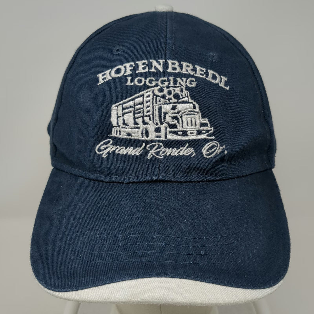 Hit Wear Baseball Cap Blue White One Size Logging Truck Grand Ronde Oregon Hat
