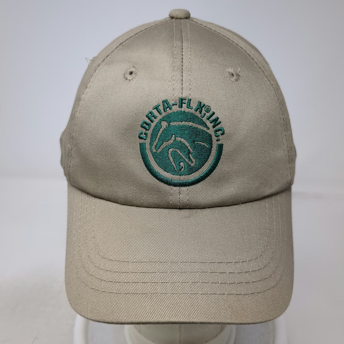 Headliner Corta-Flx Horse Logo Baseball Cap Beige One Size Strapback Hat Cotton
